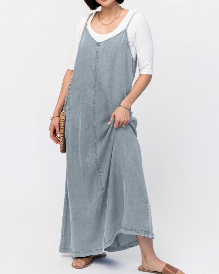 MERIDA - Denim Jumper Maxi Dress