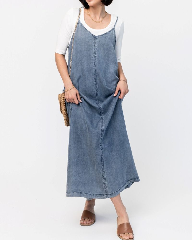 MERIDA - Denim Jumper Maxi Dress