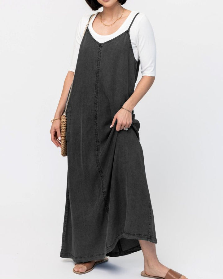 MERIDA - Denim Jumper Maxi Dress
