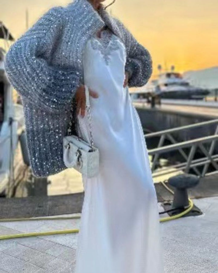 BERNA - Casual Sequined V-neck Sweater