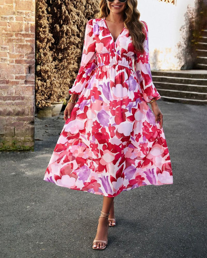 IRIS - ELEGANT FLORAL PRINT STYLISH DRESS