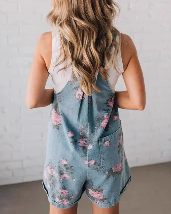 HUIGY - Tailored Floral Denim Jumpsuit