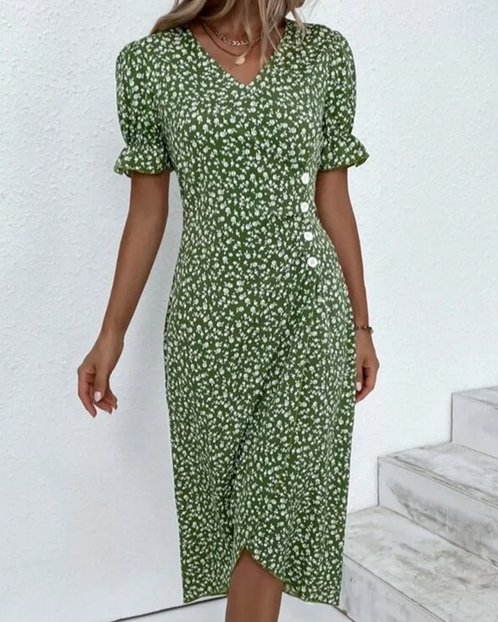 CHRISTIANA - FRESH BLOOM V-NECK DRESS