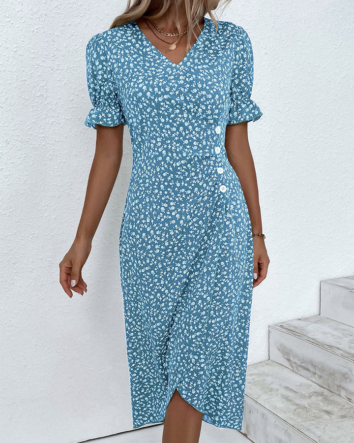 CHRISTIANA - FRESH BLOOM V-NECK DRESS