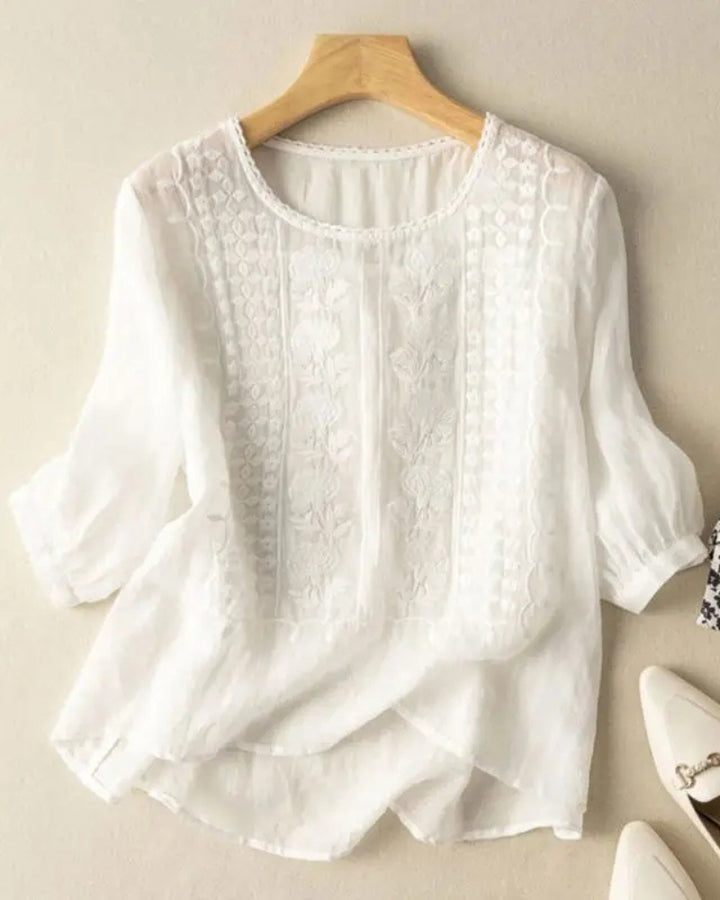 ELENITA - EMBROIDERED COTTON BOHO BLOUSE