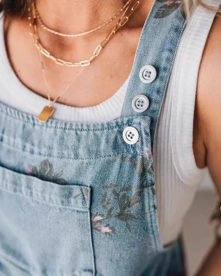 HUIGY - Tailored Floral Denim Jumpsuit