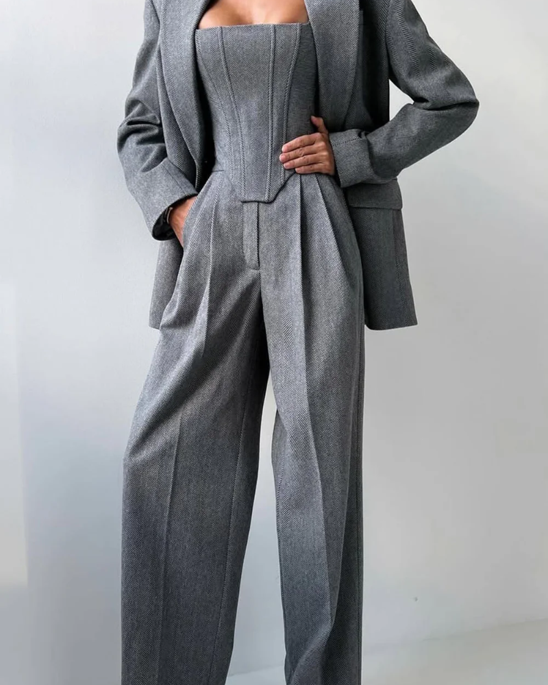 IDARA - 3-piece suit with double-breasted blazer