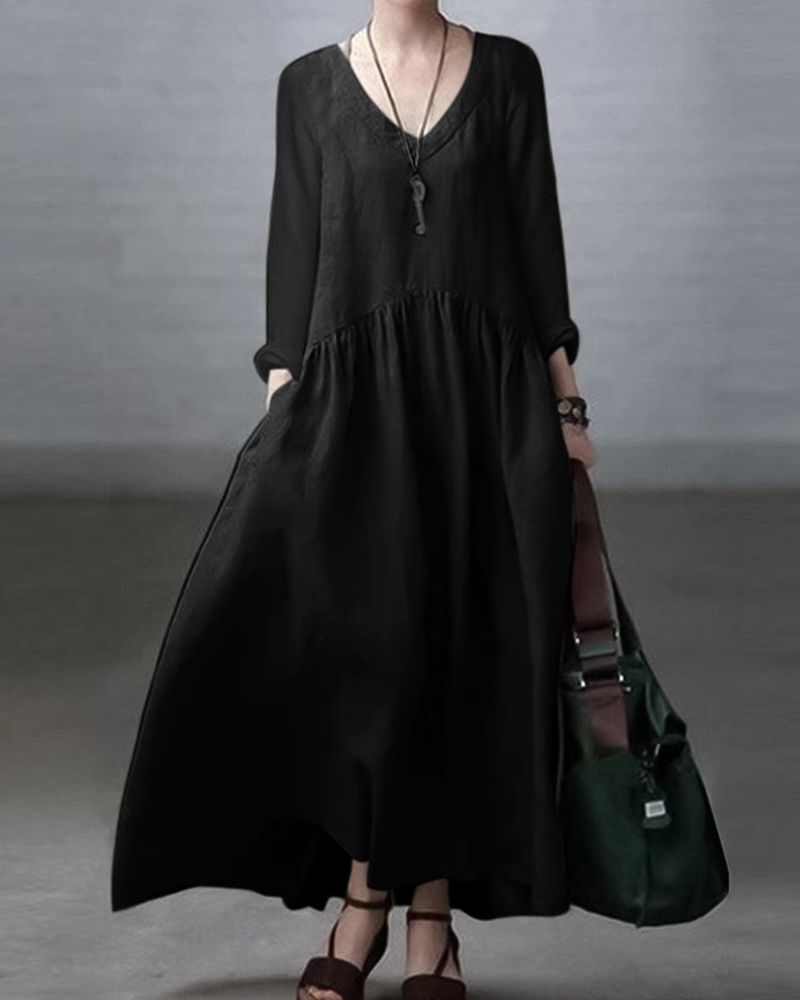 BEJARI - Cotton Linen Loose Dress