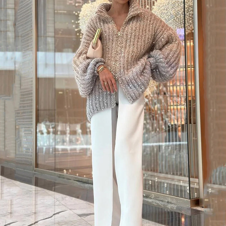 BERNA - Casual Sequined V-neck Sweater