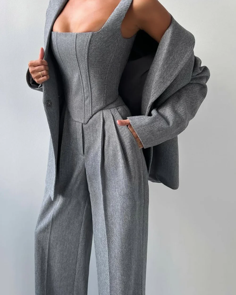 IDARA - 3-piece suit with double-breasted blazer