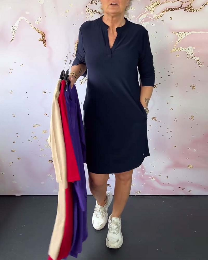 JANNIE - V-Neck Midi Dress